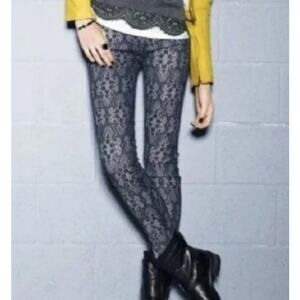 Current/Elliott The Ankle Skinny, Black Antique Lace, Size 30